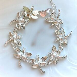 Silver Dragonfly Link Bracelet - Women Jewelry